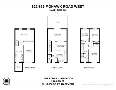 Floor plan for 3 beds, 1 bath, 1200 sqft